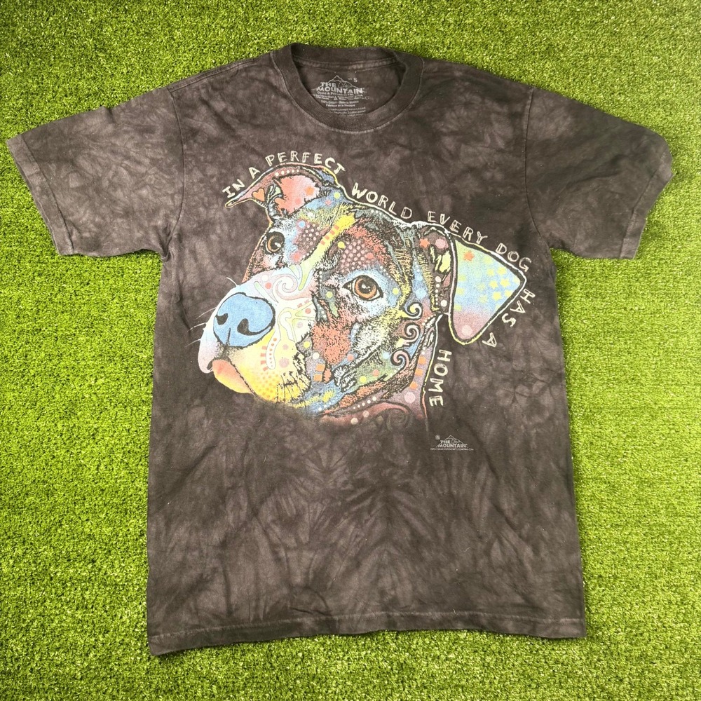 The Mountain Dean Russo Pitbull Dog Graphic Tie Dye T-Shirt Small Black Pop Art